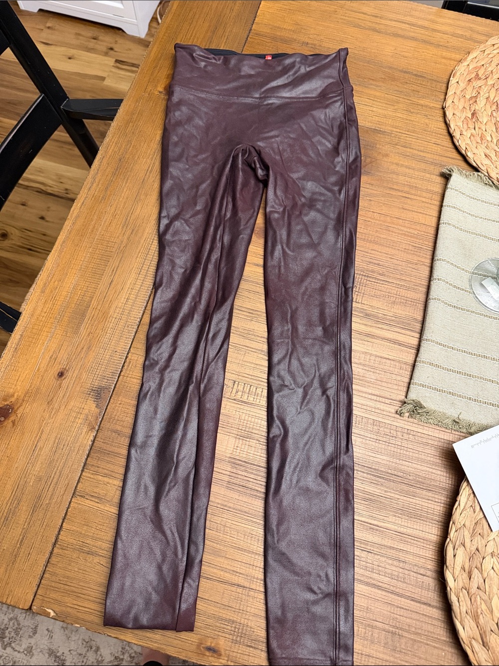 Faux Leather Burgundy Leggings